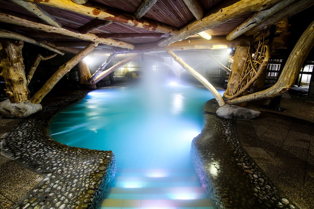 Hot stream thermae thermal water springs pools Szaflary rest in Poland